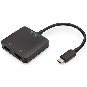 Digitus DS-45338 HDMI / USB-C Adapter [1x USB-C - 2x HDMI-bus] Zwart Geschikt voor HDMI, High Speed HDMI, Zonder laadbus, Ultra HD-HDMI