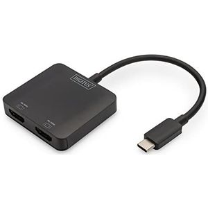 Digitus 2-poorts video hub USB-C->2x HDMI zwart (HDMI, 0.50 cm), Data + Video Adapter, Zwart