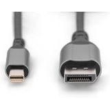 DIGITUS Displayport-adapterkabel - DP naar mini DP - 2 m - Zwart - Aluminium