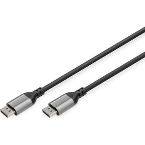 DIGITUS 8K/60Hz Displayport aansluitkabel - DP naar DP - Displayport 1.4 - 4k/144Hz - 1 m - Aluminium behuizing - Compatibel met monitor, gaming grafische kaart - Zwart