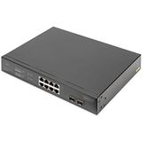 DIGITUS 8 poorten PoE Gigabit Ethernet Switch met 2 SFP UPLINK poorten, 140W PoE Powerbudget