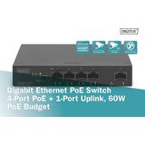 Digitus - 5-Port Gigabit Ethernet Switch - Zwart - 60W PoE Budget