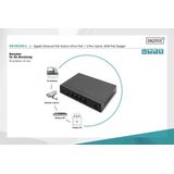 Digitus - 5-Port Gigabit Ethernet Switch - Zwart - 60W PoE Budget