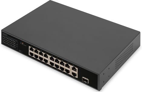 Digitus - DN-95355 - 16 Poorts FE PoE Switch - Zwart - Metalen Behuizing