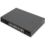 Digitus - DN-95358 - Netwerkschakelaar - Zwart - 16 Poorten 10/100/1000 Mbps + 2 Gigabit SFP