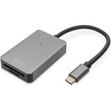 DIGITUS USB-C kaartlezer, 2 poorten, UHS-II SD4/TF4.0-300 Mbps, Plug & Play, SDXC, SDHC, SD, Micro SDXC, Micro SD, Micro SDHC, Space Grey