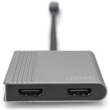 Digitus HDMI USB-C Adapter - 1x USB-C Naar 2x HDMI - Zwart - 0.18 m