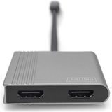 Digitus HDMI USB-C Adapter - 1x USB-C Naar 2x HDMI - Zwart - 0.18 m
