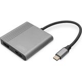 Digitus HDMI USB-C Adapter - 1x USB-C Naar 2x HDMI - Zwart - 0.18 m