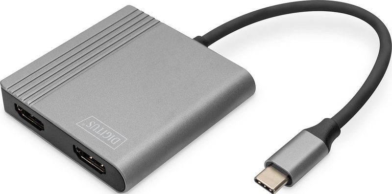 Digitus HDMI USB-C Adapter - 1x USB-C Naar 2x HDMI - Zwart - 0.18 m