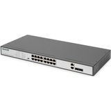 DIGITUS - 18-poorts Fast Ethernet PoE Netwerkswitch - 250W - 19 Inch
