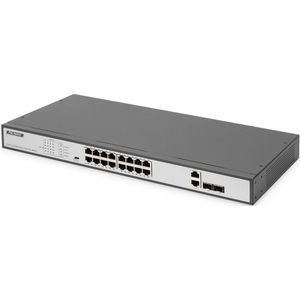 DIGITUS - 18-poorts Fast Ethernet PoE Netwerkswitch - 250W - 19 Inch