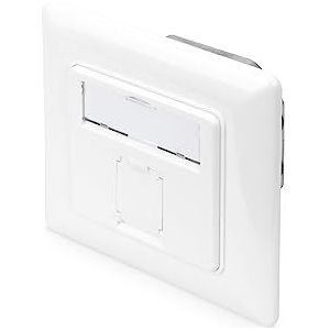 DIGITUS Aansluitdoos Cat-6A - 1 poort RJ45 - inbouw netwerkcontactdoos - 28mm inbouwdiepte - ontwerpbaar - zuiver wit