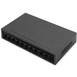 DIGITUS PoE Netwerk Switch - 10-poorts - Gigabit Ethernet - onbeheerd - 8x RJ45 PoE-poorten + 2x RJ45 uplink - 60W PoE budget - CCTV-modus - 10/100/1000 Mbps - zwart