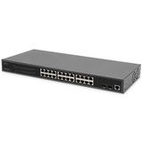 Digitus Schakelaar Gigabit Ethernet PoE gestito L2 24 porte (26 Havens), Netwerkschakelaar, Zwart
