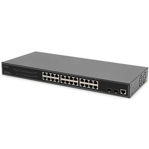 DIGITUS - 27-poorts Managed Gigabit PoE Netwerkswitch - Zwart - 450W