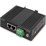 DIGITUS Industriële Gigabit Ethernet PoE Injector - 85W - 10/100/1000 Mbps - 100m bereik - DIN rail gemonteerd - zwart
