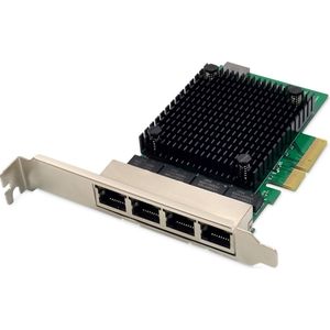 DIGITUS Netwerkkaart voor 2.5 Gigabit Ethernet Server 4x RJ45 NIC RTL8125B 10/100/1000/2500Mbps