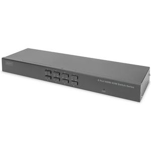 DIGITUS 8-poorts KVM HDMI Switch - DDC communicatie - HDMI 1.4, HDCP 2.2 - UltraHD 4k30Hz - USB poorten voor muis & toetsenbord - Hotkey switching - geen drivers nodig - Zwart