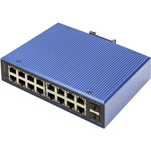 DIGITUS 18-poorts Gigabit Ethernet managed industriële netwerkswitch - 16x RJ45 + 2x SFP-Uplink - 1x console poort - L2 beheerd - DIN-rail montage - 10/100/1000Mbps