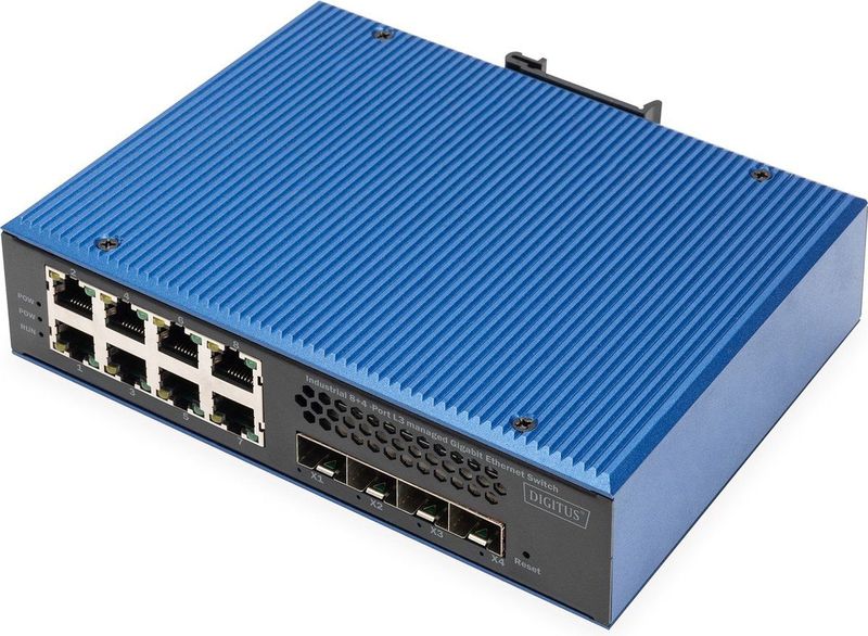 Digitus - Dn-651160 - Netwerk-switch - Zwart, Blauw - Managed L2/L3 - 8 Gigabit Ethernet-poorten