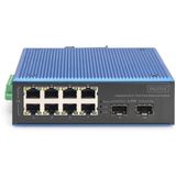 Digitus - Fast Ethernet Industrial - Switch - Zwart - 8+2 Poorten, 100 Mbps, 2 Gigabit SFP-slots