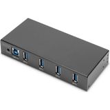 DIGITUS - 4-Poorts USB-Hub - Zwart - USB 3.0 - 5 Gbps - 15 kV ESD-bescherming