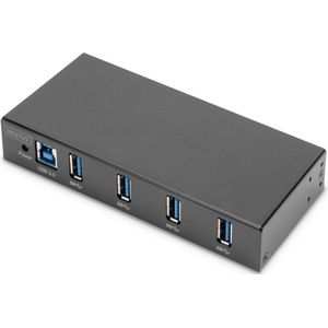 DIGITUS - 4-Poorts USB-Hub - Zwart - USB 3.0 - 5 Gbps - 15 kV ESD-bescherming