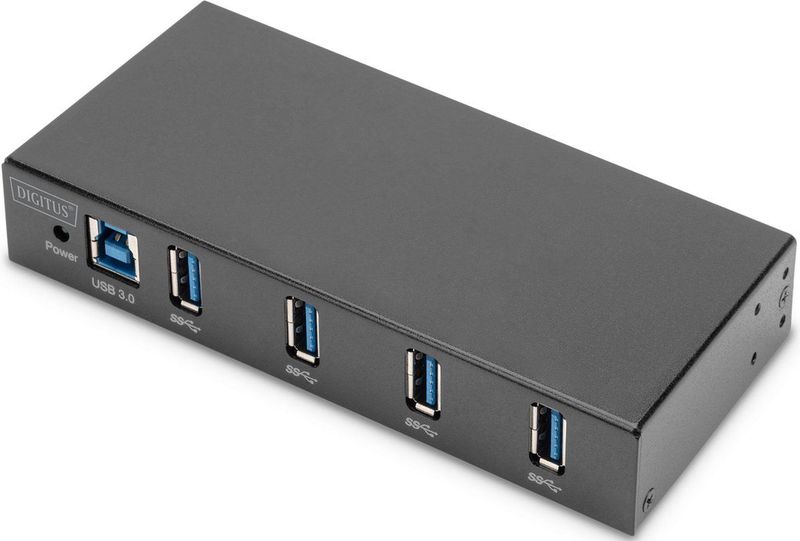 DIGITUS - 4-Poorts USB-Hub - Zwart - USB 3.0 - 5 Gbps - 15 kV ESD-bescherming