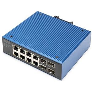 Digitus - Dn-651153 - Netwerk-switch - Zwart - Blauw - Unmanaged - 8 Gigabit Ethernet-poorten - 4 PoE-geschikte poorten