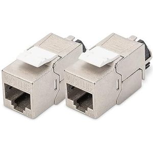 DIGITUS Keystone module Cat-6A afgeschermd - 2 stuks - RJ45 jack - 500 MHz 10GBase-T - AWG 26-22 - Ontwerp - Met vergrendelingshendel - Montage zonder gereedschap