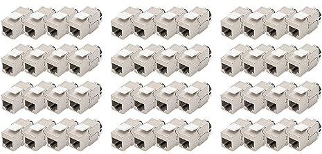 DIGITUS Keystone-Modul Cat-6A Geschirmt - 48 Stück - RJ45-Buchse - 500 MHz 10GBase-T - AWG 26-22 - Designfähig - Mit Rasthebel - Werkzeugfreie Montage