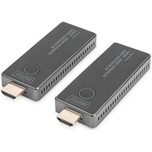 Digitus DS-55323, 3840 x 2160 Pixel, AV-Sender und -Empfänger, 30 m, Kabel und kabellos, Schwarz, Silber, HDCP