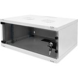 DIGITUS - Netwerkkast - 19-inch Rack 4 HE - Grijs - Wandmontage - Glazen Deur