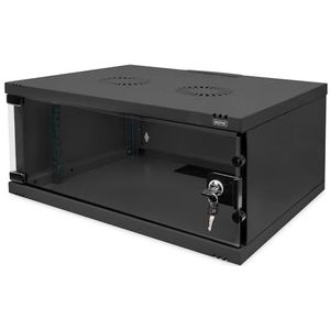 DIGITUS - Netwerkkast - 19-inch Rack 4 HE - Zwart - Glazen Deur