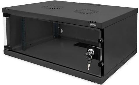 DIGITUS - Netwerkkast - 19-inch Rack 4 HE - Zwart - Glazen Deur