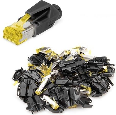 DIGITUS A-MO6A 8/8 HRS – RJ45 Cat 6A Netzwerkstecker – 10 Stück Hirose TM31 – Cat6A Crimpstecker Geschirmt – Für Netzwerkkabel, Patchkabel, Ethernet Kabel – 10GBase-T – 8P8C – AWG 27/7 bis AWG 24/7