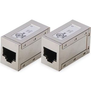 DIGITUS AT-AG 8/8 C6S - RJ45 Koppeling Cat 6-2 stuks - Lan Kabel Verlenging - Cat6 Netwerkkabel Connector - PoE Compatibel - Modulaire Koppeling - Voor Switch, DSL, Modem, Router, PC - Zilver