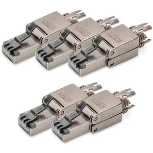 DIGITUS Netwerk connector Cat 8.1-5 stuks - 360° afgeschermd - RJ45 veldconnector Cat8 zonder gereedschap - 2000 MHz - 25GBase-T / 40GBase-T - 25 Gbit/s / 40 Gbit/s - AWG 26/7 tot AWG 22/1