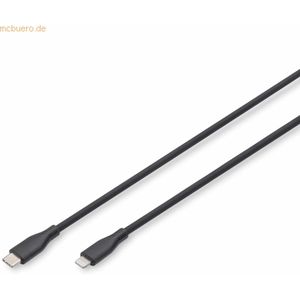 Digitus Silicone Charging cable - USB-C to Lightning - 2m - 60W - zwart