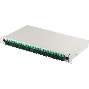 NoName Glasvezel patchpaneel met 19" 1U apparatuur 24x SC APC dx OS2 pigtails adapter trays grijs, Server accessoires, Grijs