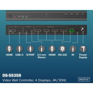 Digitus - Video Wall Controller - 4 Displays - 4K/30Hz - Schakeldoos