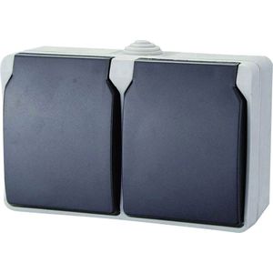 GAO - 9872 - Wandcontactdoos - Dubbel - Spatwaterdicht - Grijs