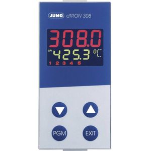 Jumo dTRON 308 (hoch) PID Temperatuurregelaar Pt100, Pt500, Pt1000, KTY11-6, L, J, U, T, K, E, N, S, R, B, C, D -200 tot +2400 °C Relais 3 A, Analoge stroom (l