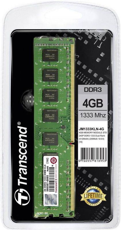 Transcend - JetRAM - RAM - 4GB - 1333 MHz, DIMM 288 pin