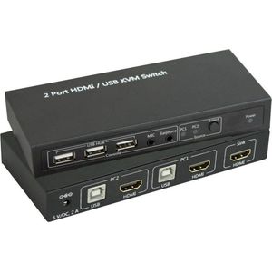 SpeaKa Professional KVM-switch 2 poorten HDMI USB 1920 x 1080 Pixel, 3840 x 2160 Pixel