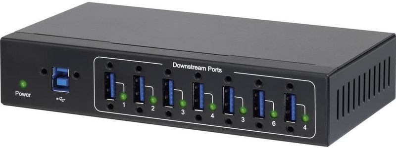 Renkforce USB 3.2 Gen 1 Hub - 7 Poorten Wandmontage Zwart
