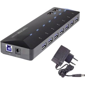 Renkforce USB 3.2 Gen 1 Hub - 7 + 2 Poorten - Snellaadpoort - Zwart