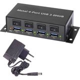 Renkforce USB 3.2 Gen 1 Hub - 4 Poorten - Metalen Behuizing - Zwart