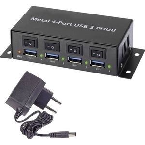 Renkforce USB 3.2 Gen 1 Hub - 4 Poorten - Metalen Behuizing - Zwart